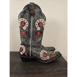 J.B. Dillon Reserve Boots Womens 7.5 B Leather Gray Western Embossed